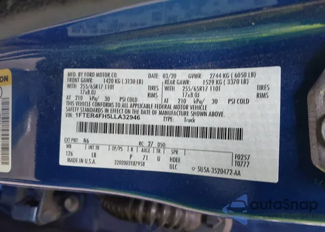 2020 Ford Ranger Xlt from USA, damaged, VIN 1FTER4FH5LLA32946